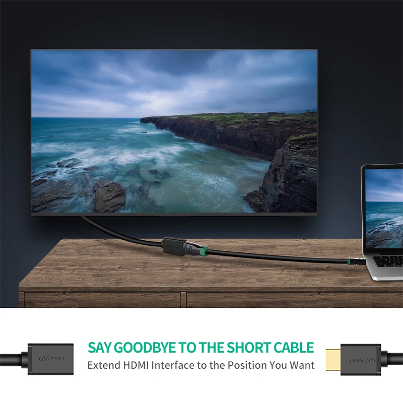 Ugreen HDMI extension cable 1080P 3D HDMI male to female extender for Computer/HDTV/Laptop/Projector in audio video Cable 1m 2m Ugreen HDMI extension cable 1080P 3D HDMI male to female extender for Computer/HDTV/Laptop/Projector in audio video Cable 1m 2m