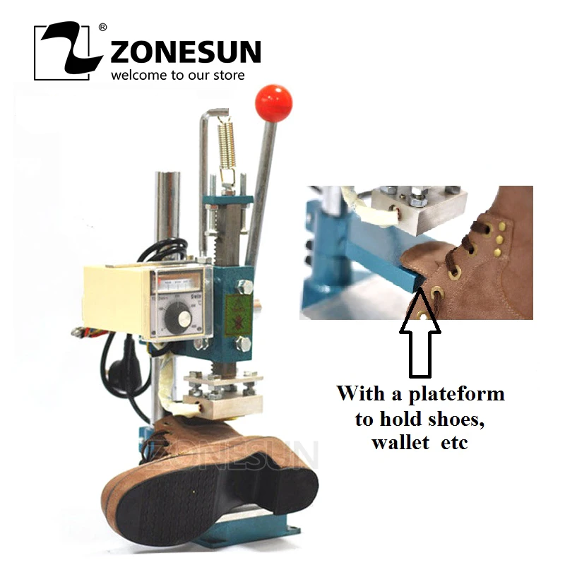 ZONESUN 5x7 см машина для стемпинга обуви ремни кожаный принтер сгибания сумок