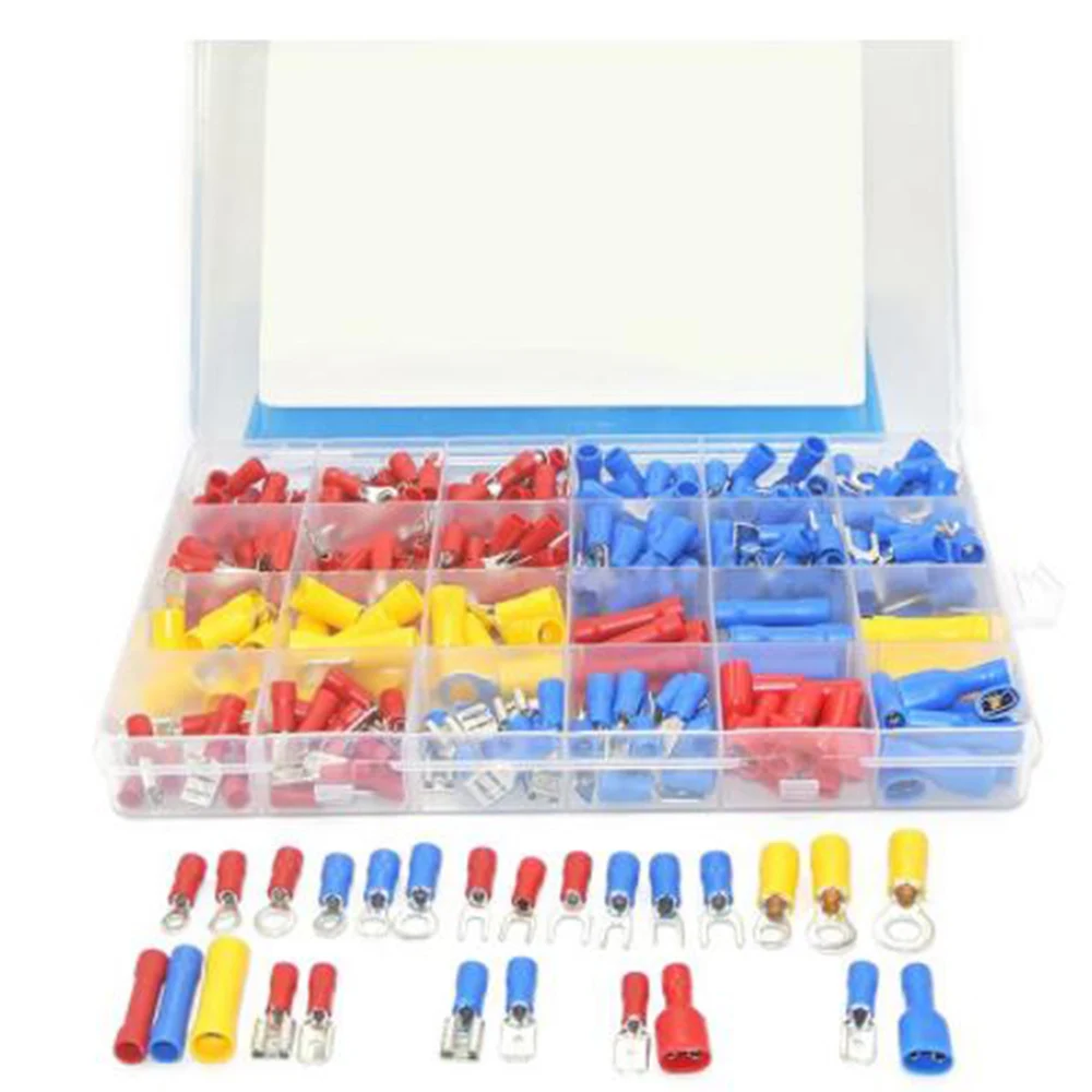 

373pcs Cold-Press Terminal Box Crimp Combination Insulated Electric Wire Terminals Crimp Fork Ring Fork Set