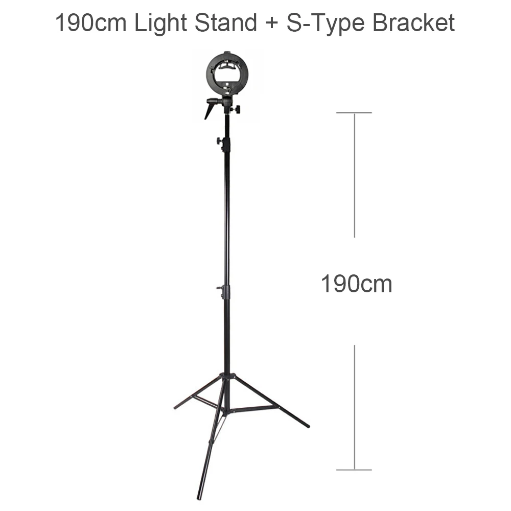 Godox 190 см/280 см сверхмощный светильник+ s-образный прочный пластмассовый кронштейн Bowens держатель для вспышки Speedlite Snoot софтбокс - Цвет: 190cm add S-Type