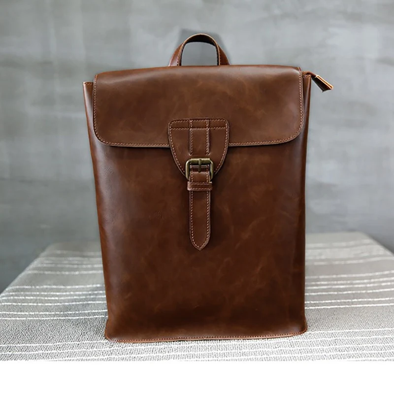 

Men's Backpack Soft PU Material British Leisure Retro College Wind High Quality Multi-function Large Capacity Design