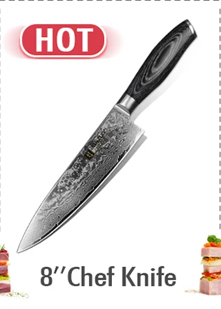 XINZUO " дюймовый нож Santoku японская Дамасская сталь VG10 кухонные ножи шеф-повара с черной ручкой кухонные инструменты из нержавеющей стали