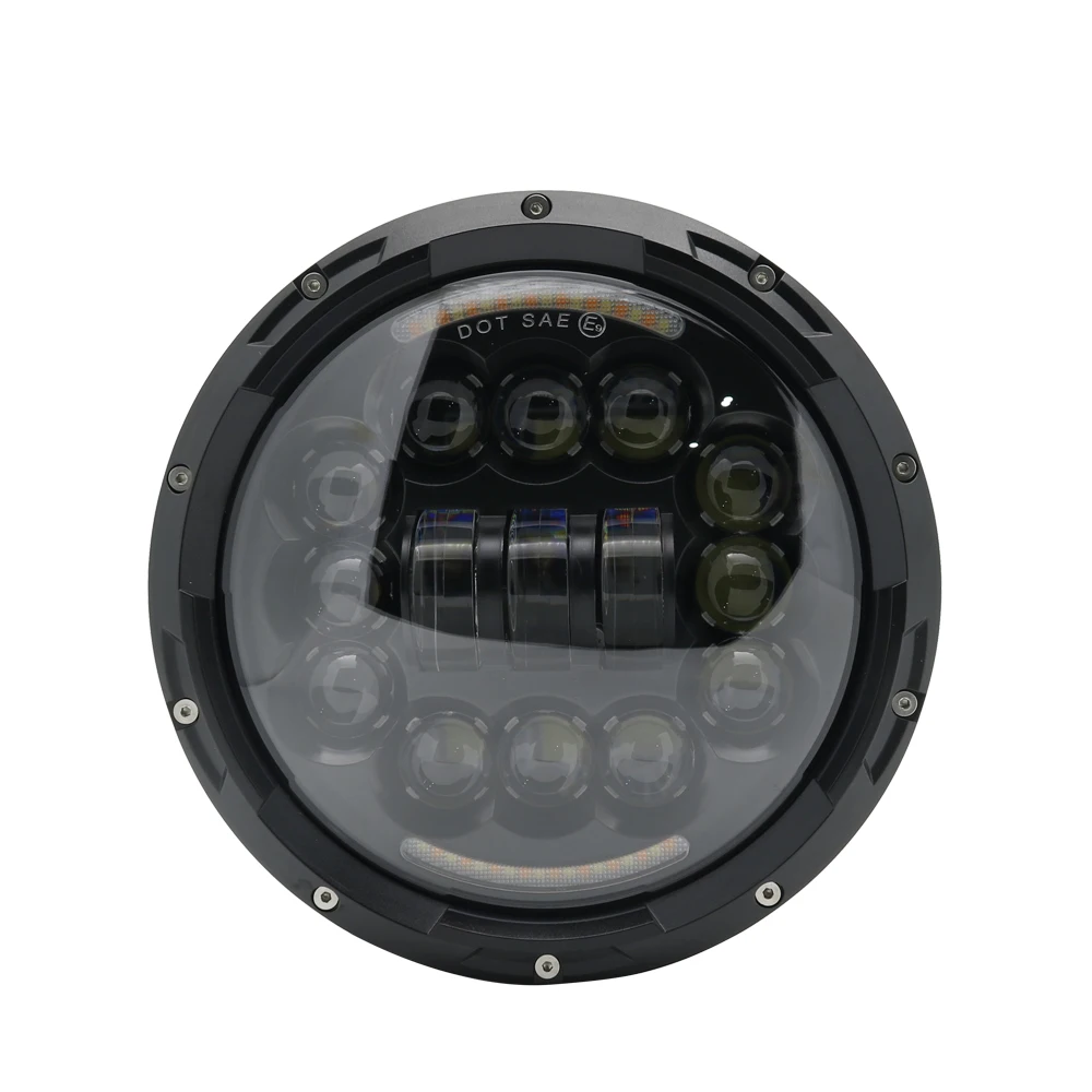 2X 7 Inch 90W 80W H4 LED Round Headlight Daymaker Projector LED Headlamp With Angle Eyes & DRL &Turn light For Jeep Lada Niva (26)