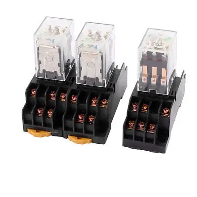 

3Pcs HH53P-L DC 220VV Coil 11Pin 3NO 3NC Power Relay w PYF11A Socket Base