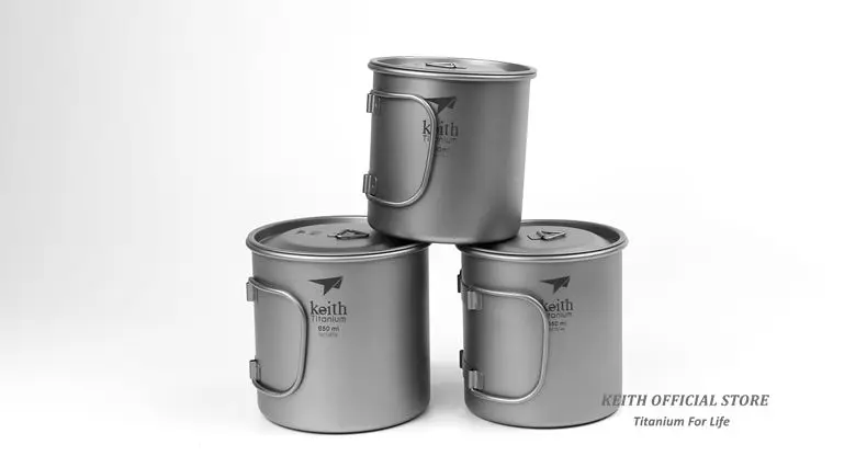 Canecas de Água de Titânio ao ar Livre com Alças Tampas de Titânio Copos de Acampamento Caneca de Viagem Keith Dobráveis Drinkware Ultraleve Ml-900 ml 300 12 Keith canecas de água de titânio ao