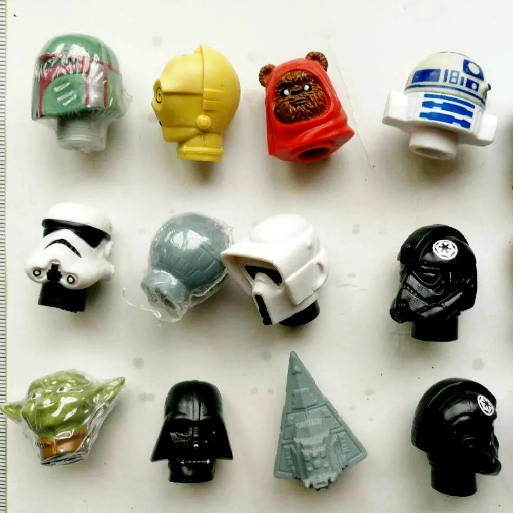 

100pcs 2-3cm Star wars BB-8/Yoda/Dark Vader action figure capsule doll with pensil hole starwar PVC Cartoon toy