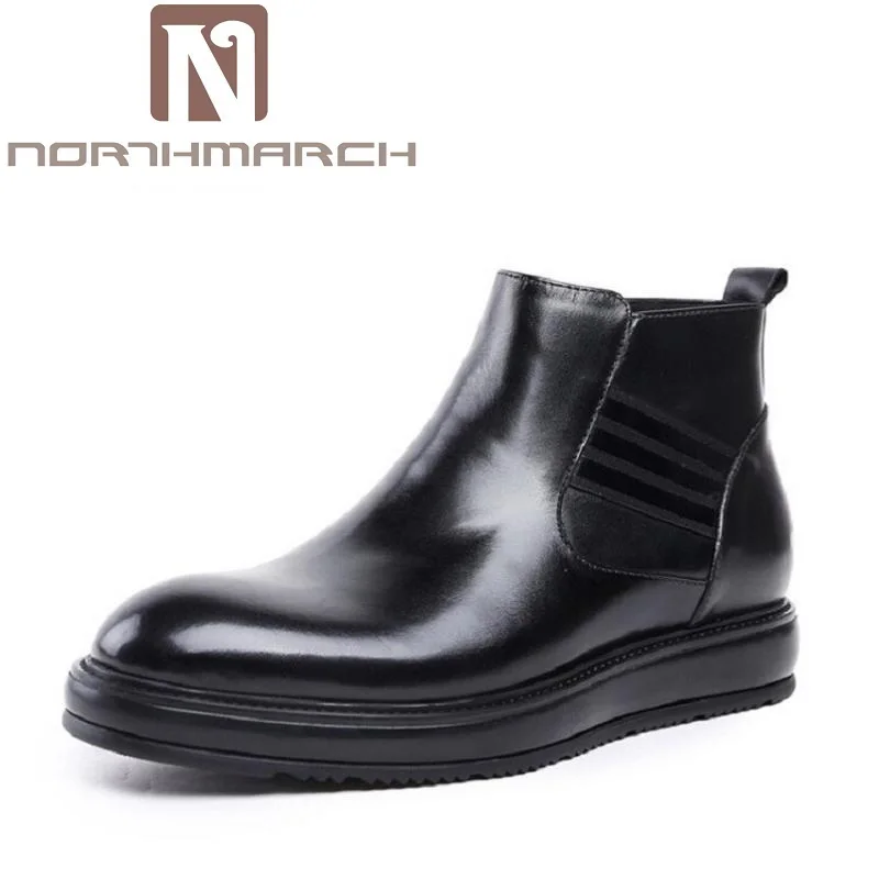 

NORTHMARCH Brand 2018 Quality Genuine Leather Winter Boots Men British Style Shoes Men Casual Handmade Round Toe Leather Boots