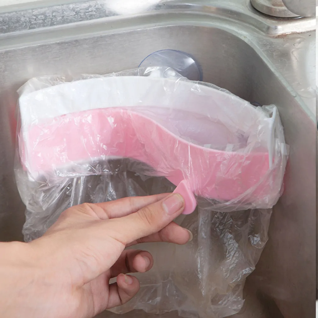 Sink Can Be Clipped Garbage Rack Strong Three Suction Cup Trash Bag Holder Kitchen Door Cabinet Hanging Bag Rubbish Hanger