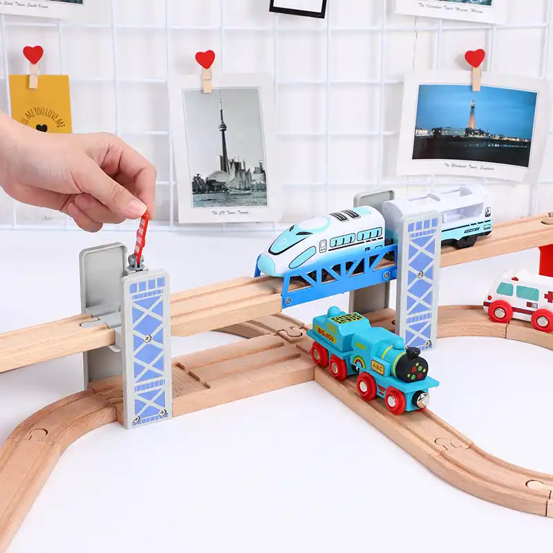 wooden train bridge toy