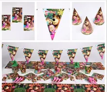 Masha and bear Tableware sets Kid Birthday font b Party b font Decoration supplies TableCloth cup