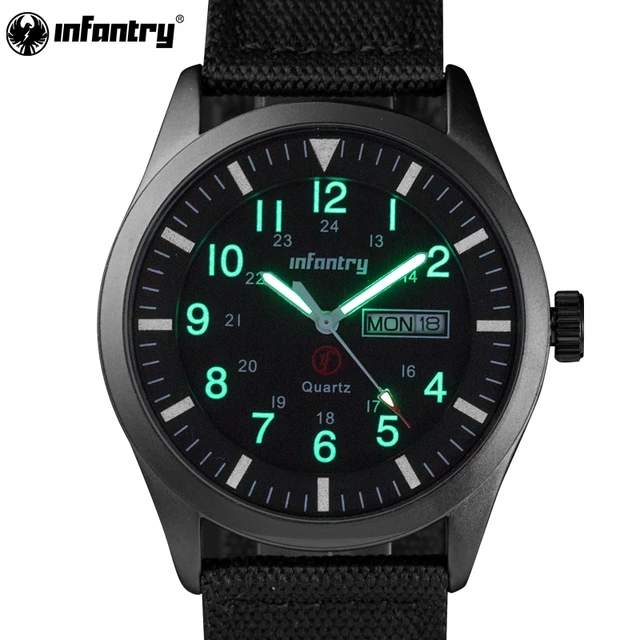 INFANTRY Military Watch Men Luminous Glow in Dark Wristwatch Mens