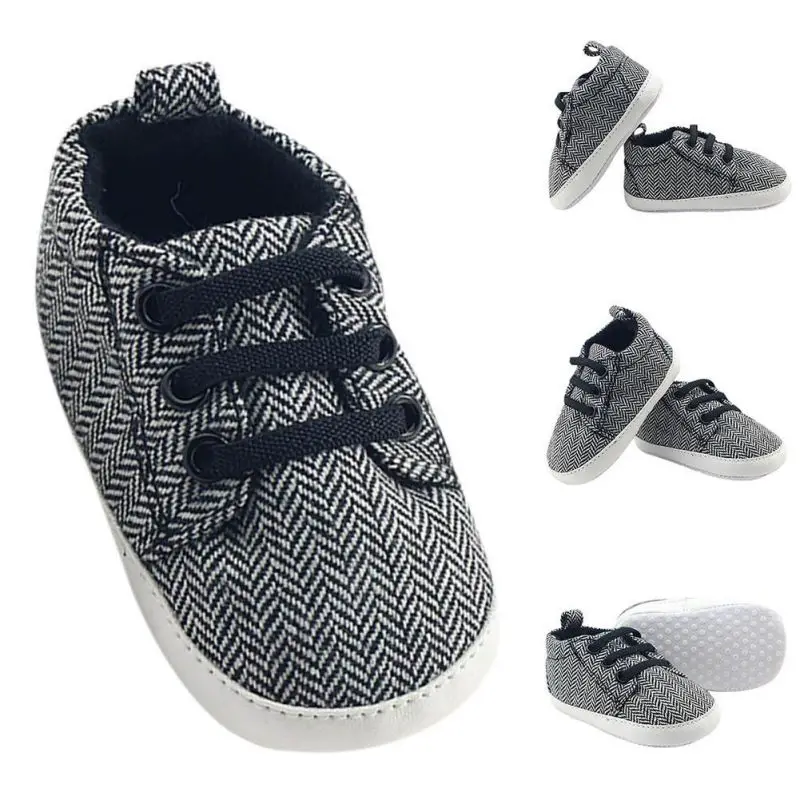Zapatos de lona recién nacidos Infantil zapatos del bebé primeros caminante cordones rayados bebé zapatillas Niño primero caminante Zapatos de lona recién nacidos Infantil zapatos del bebé primeros caminante cordones rayados bebé zapatillas Niño primero caminante