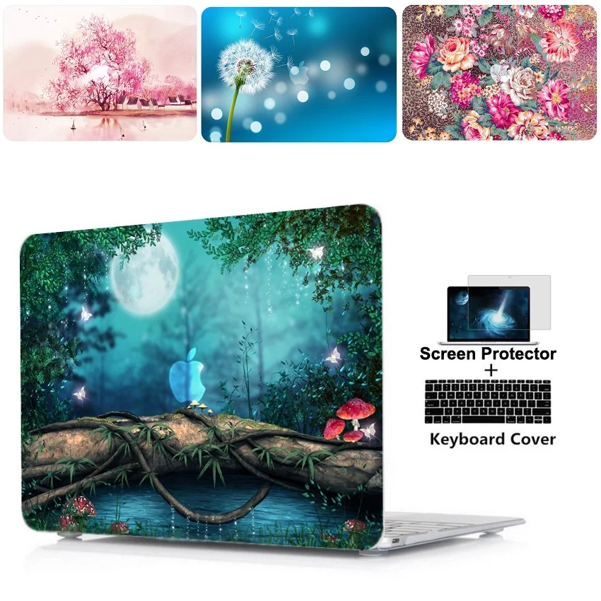 Чехол для планшета с цветным рисунком чехол ноутбука + клавиатуры Apple Macbook Air Pro Retina