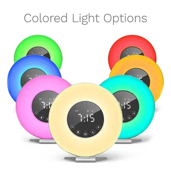 

Sunrise Alarm Clock - Digital LED Clock with 6 Color Switch and FM Radio for Bedrooms - Multiple Nature Sounds Sunset Simulation