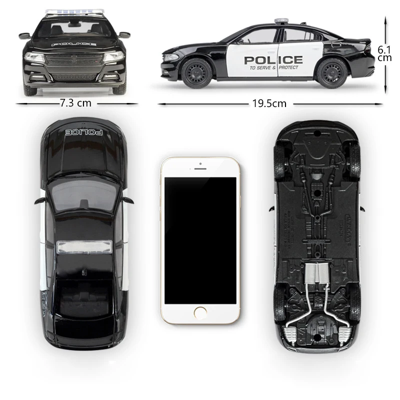 Ideal  Welly 1:24 Model Car Alloy 2016 Dodge Charger Pursuit Racing Car Diecast Metal Police Sports Car Fo