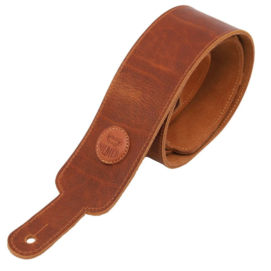 US $21.44 Soldier First Layer FULL GRAIN COW LEATHER Man made Guitar Strap for Acoustic Guitar Electric Guitar Bass