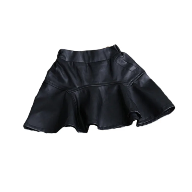New Spring Baby Kids Girls PU Leather Skirts Elastic Kids Black Short Tutu Skirt Children