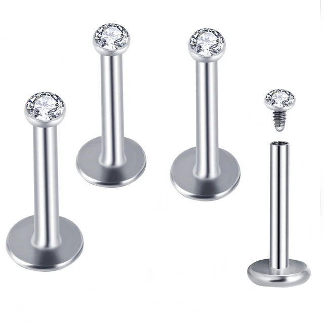 6 Fermi Per Piercing In Acrilico Trasparente 16G 6mm - Per Tragus, Helix, Labret, Anallergici E Flessibili - Foto 2