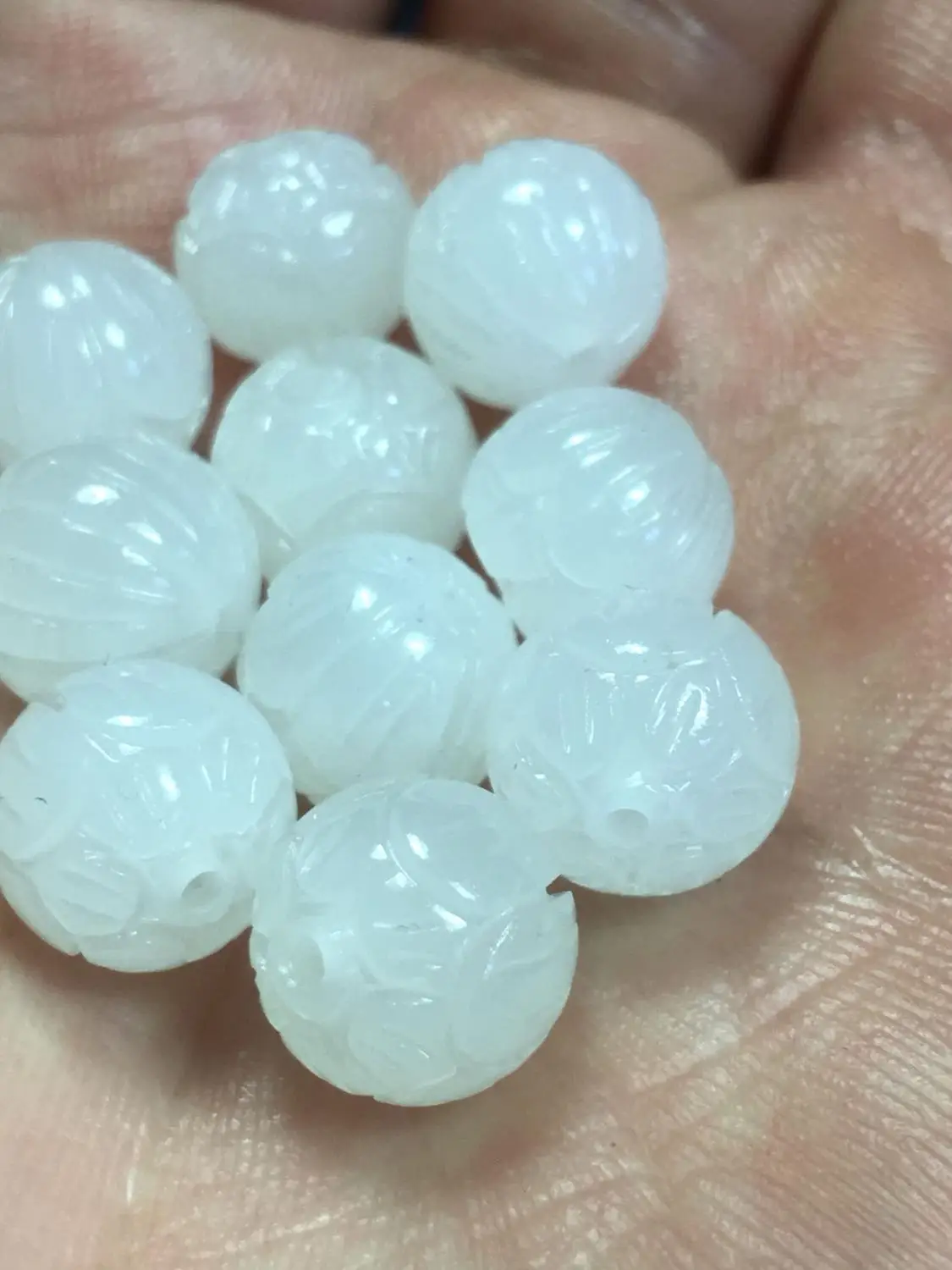Hetian Jade Qinghai старый материал 10 мм бусинка в форме лотоса жирная белая