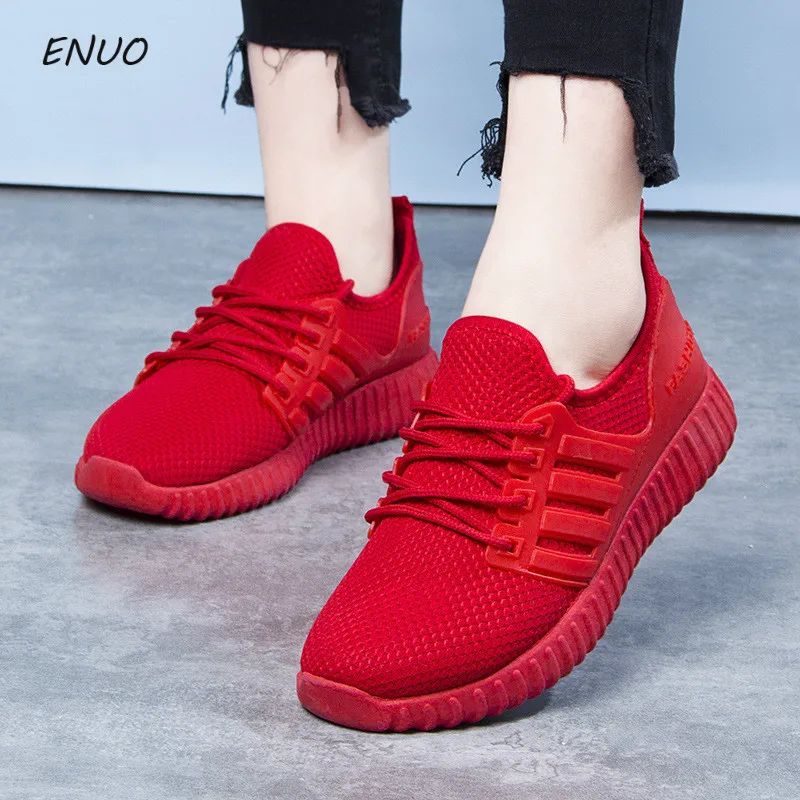 

New Arrival Breathable Flat Shoes Woman Summer Ladies Casual Shoes Lightweight Red Soft Sneakers Women Zapatos Mujer