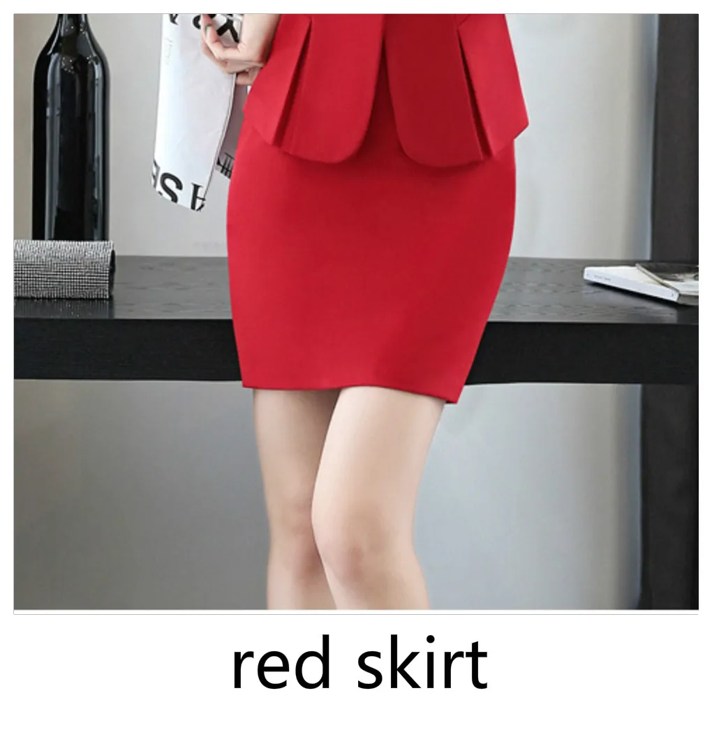 Модные женские роскошные дизайнерские тонкие блейзеры на пуговицах, весенняя куртка, фирменный офисный костюм для девушек, Повседневная Деловая Женская официальная верхняя одежда - Цвет: Red Skirt