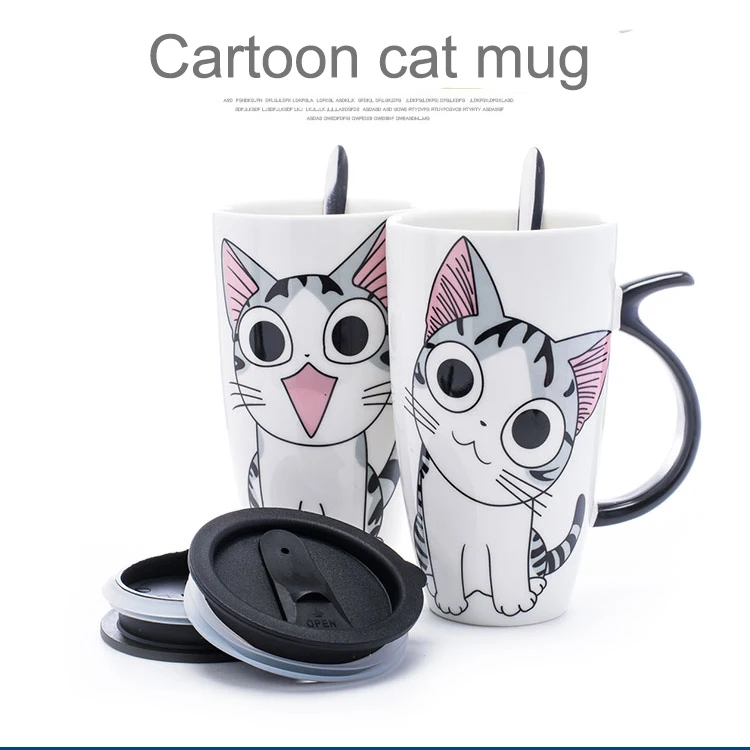 Drop-shipping-600ml-Creative-Cat-Ceramic-Mug-With-Lid-and-Spoon-Cartoon-Milk-Coffee-Tea-Cup(5)