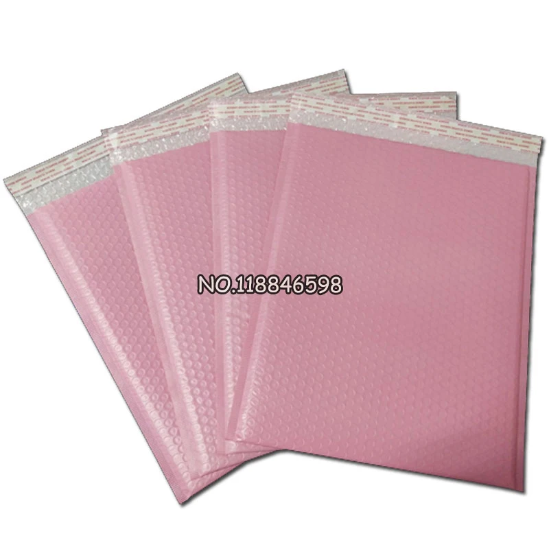 

15x20+4cm 50pcs/lot Outer size light pink Poly bubble Mailer envelopes padded Mailing Bag Self Sealing