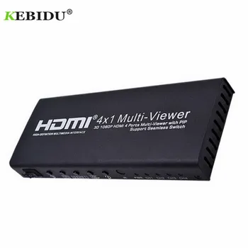 

Kebidu 1080P 3D HDMI Splitter Seamless Switcher 4x1 HDMI Quad Screen Real Time Multi-Viewer HDMI Swithcer Adapter IR Remote