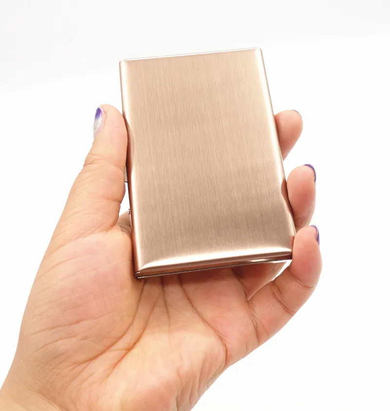 

High-Grade stainless credit card holder women metal bank card case card box rfid card wallet ROSE