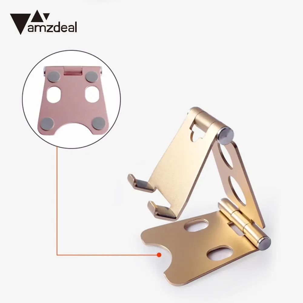 

AMZDEAL Fashionable Convenient Aluminium Alloy+Silica Gel Multi Colors Foldable Desktop Stents Tablet Bracket Mobile Phone Stand