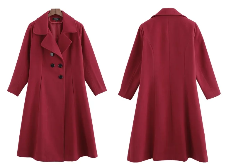 Очень большой размер, осенне-зимняя шерстяная куртка для женщин, тонкое длинное шерстяное пальто для молодых женщин, высокое качество, двубортное пальто 9XL 447