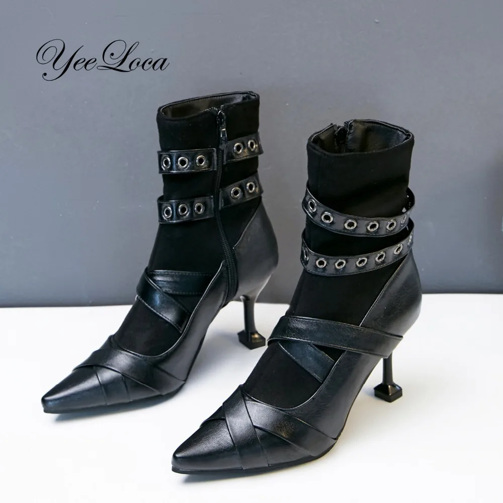 

Ankle Boots For Women Pointed Toe Stilettos High Heel Shoes Sexy High Dress Boots Gothic Punk Boots 2018 New Arrival Winter