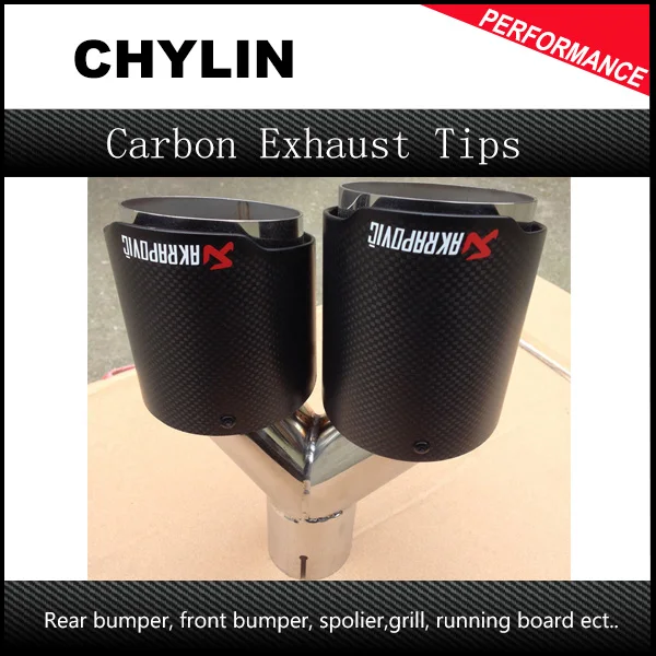 

2 Pcs ID:54mm OD:89mm Carbon Fiber AK Style Exhaust Tips PAIR STAINLESS STEEL DUAL MUFFLER EXHAUST TIPS for VW POLO