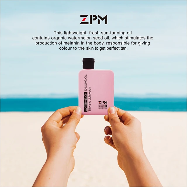 ZPM Watermelon Tanning Oil Moisturize Lightweight Tan Oil Broad Spectrum UVA UVB Protection Vitamin E Hypoallergenic