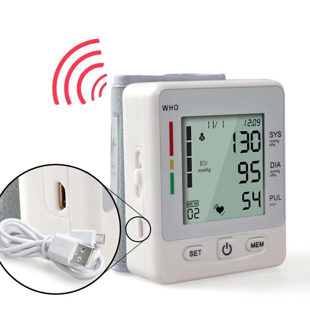 

ENVN Wrist Blood Pressure Monitor Automatic Blood Pressure Meter Portable LCD Heart Beat Rate Tonometer