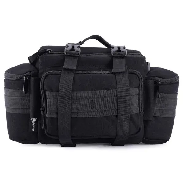 Многофункциональный DSLR холщовый Тактический поясной рюкзак сумка для камеры Мягкий пакет Molle один наплечный Чехол w/дождевик - Цвет: Black