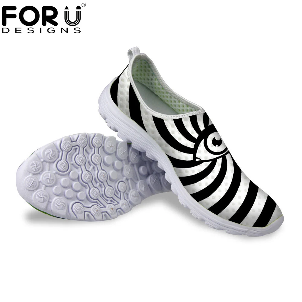 

FORUDESIGNS Shoes Woman 2017 Summer Casual Flats Shoes 3D Black Eyes Prints Breathable Mesh Shoes for Women Ladies Loafers Flat