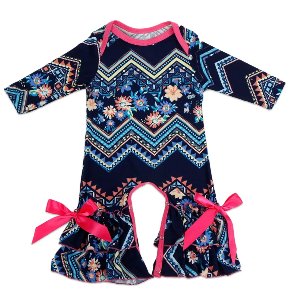 

Newborn Baby Girls One Piece Romper Icing Jumpsuit Pajama Long Sleeve Floral Outfit Flares Bell-Bottom Romper Baby Clothes 0M-4Y