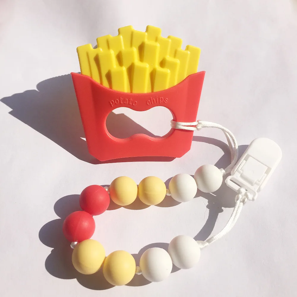 Potato Chips Teether Pacifier Clip BPA Free Silicone Pendant Clips for baby toys | Украшения и аксессуары