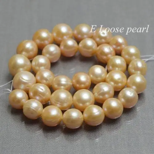 

wholesale Round Potato pearl Freshwater Pearl Pale pink Loose Beads 11.5-14.0mm 34pcs 15