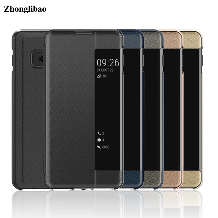 

Smart View Flip Cover Case for Samsung Galaxy S10 S9 S8 Plus S10e S7 Edge Note 9 8 A6 A7 A9 J4 J6 Plus 2018 Leather + PC Cases