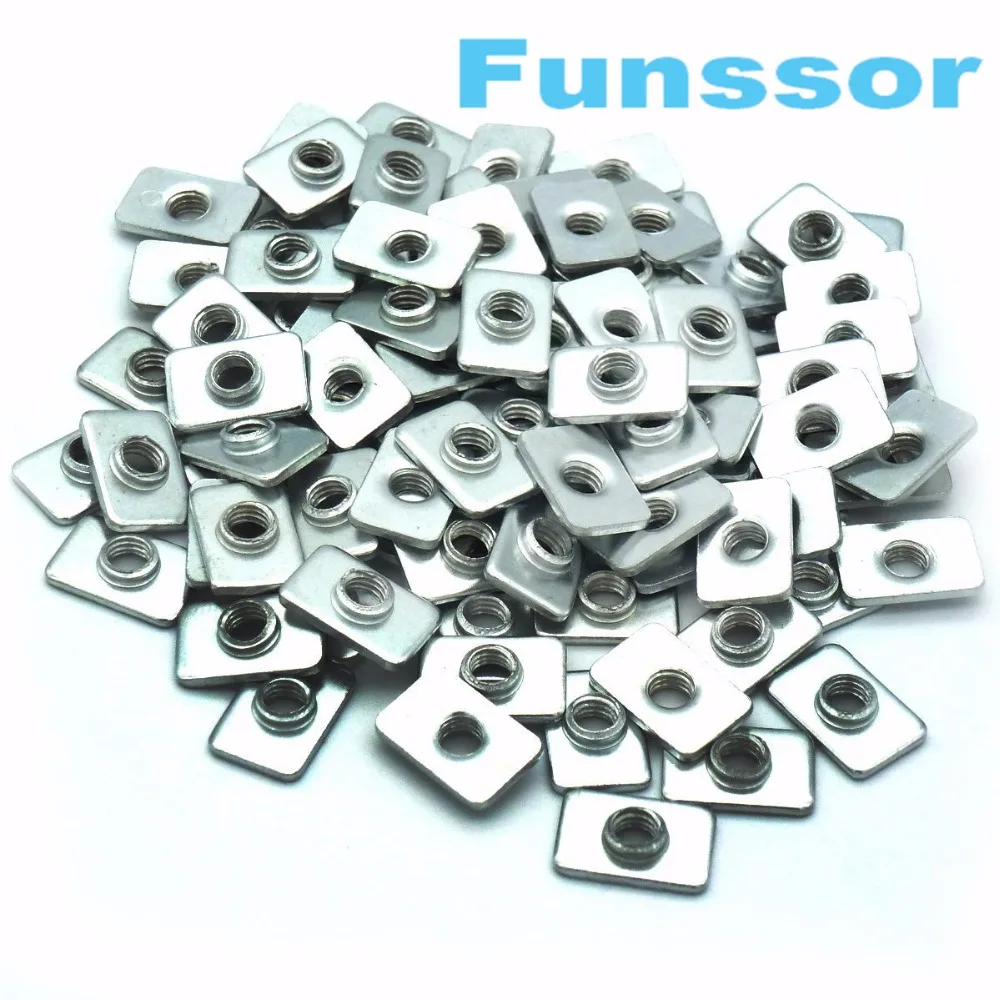 Funssor оцинкованные квадратные гайки плоские M5 T гайка для алюминиевых экструзий Упаковка из 50