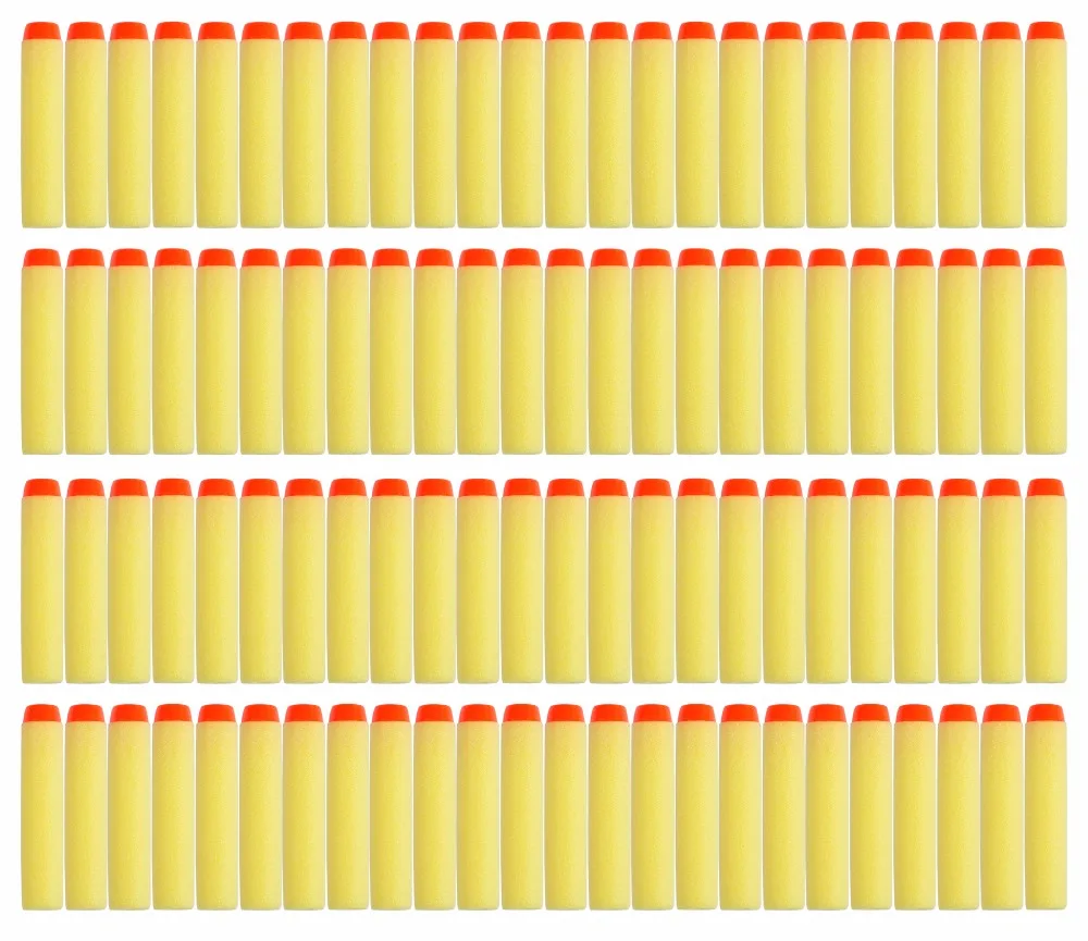

50pcs For Nerf Bullets Soft Hollow Hole Head 7.2cm Refill Darts Toy Gun Bullets for Nerf Series Blasters Xmas kid Gifts yellow