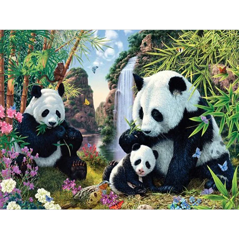 

Diamond Painting Cross Stitch panda Animals Pictures of Rhinestones Needlework Round Diamond Mosaic Home Decor