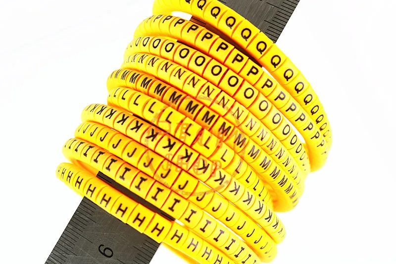 Yellow500pcs EC-0 EC-1 EC-2 EC-3 1.5mm2A-J abcdefjhij английские буквы гибких печатных рукав ярлыка трубки Сетевой провод Кабель маркер