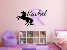 Personalized Girls Unicorn Name Wall Stickers Vinyl Monogram Wall Decal Home Design Decor Wallpaper Removable Mural SA587