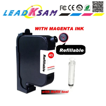 

replace for 45 Refillable ink cartridge replacement for hp45 51645A with magenta ink