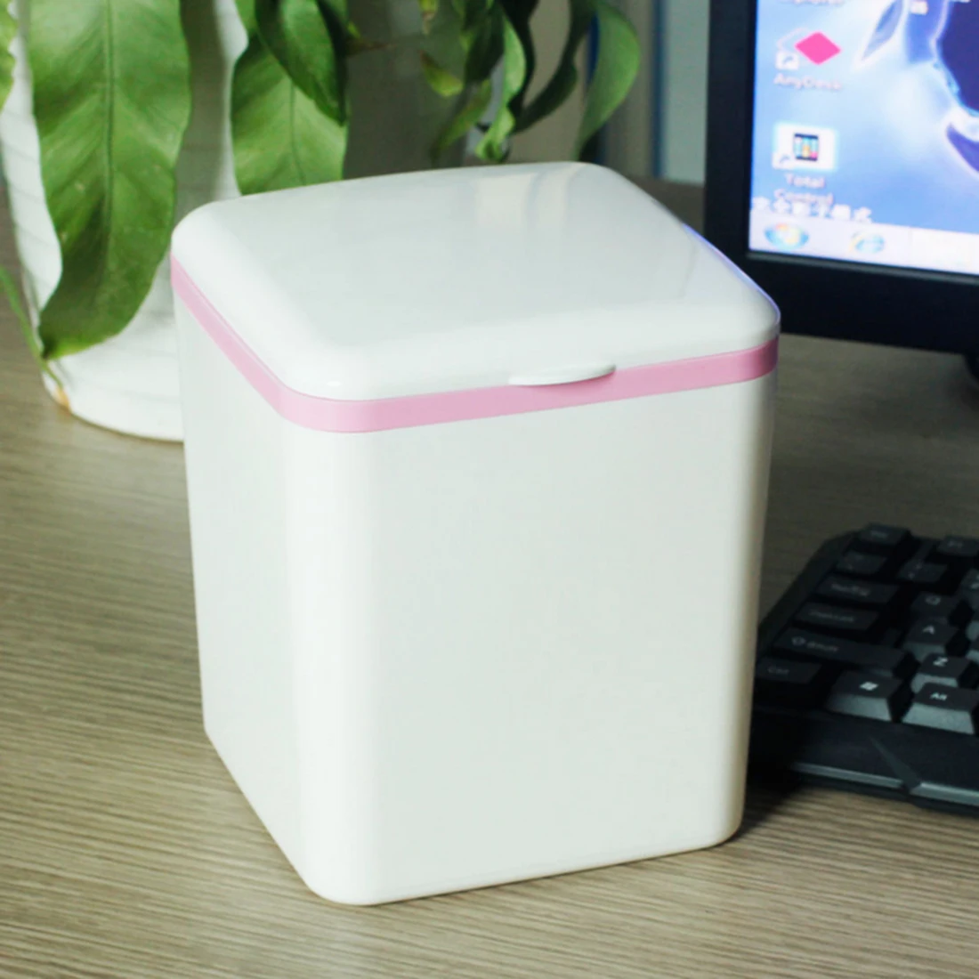 

Creative Plastic Mini Trash Can Square Plastic Desktop Garbage Litter Bin Home Office Health Storage Bin With Cover