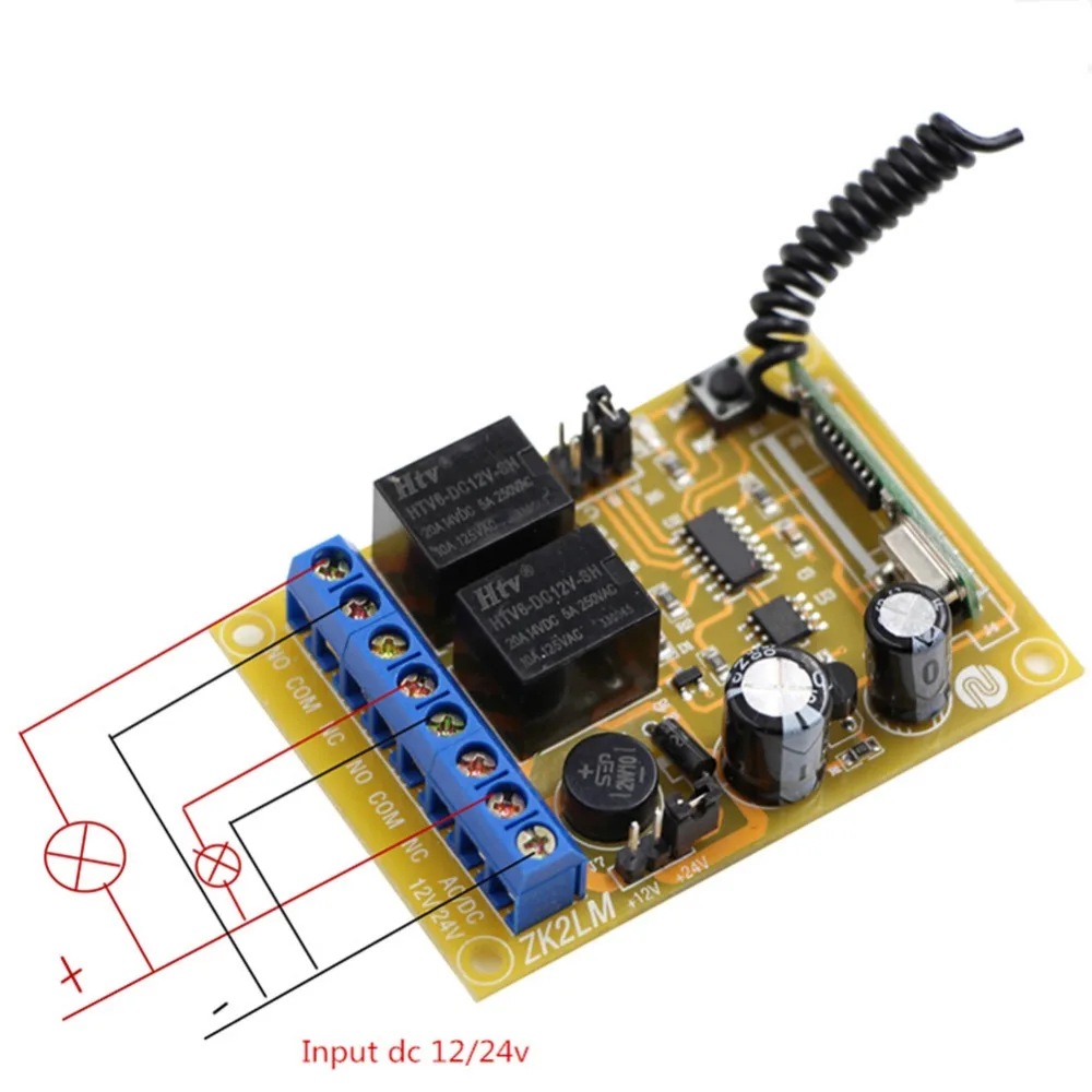 DC 12 V 24 V 2CH RF беспроводной пульт дистанционного управления приемник системы с «персиковый» передатчик для приборов ворота гаража