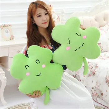 

SBB 40cm Cute lucky four leaf clover giant pillow plush toy clover cushion creative expression plush cushion birthday gift green
